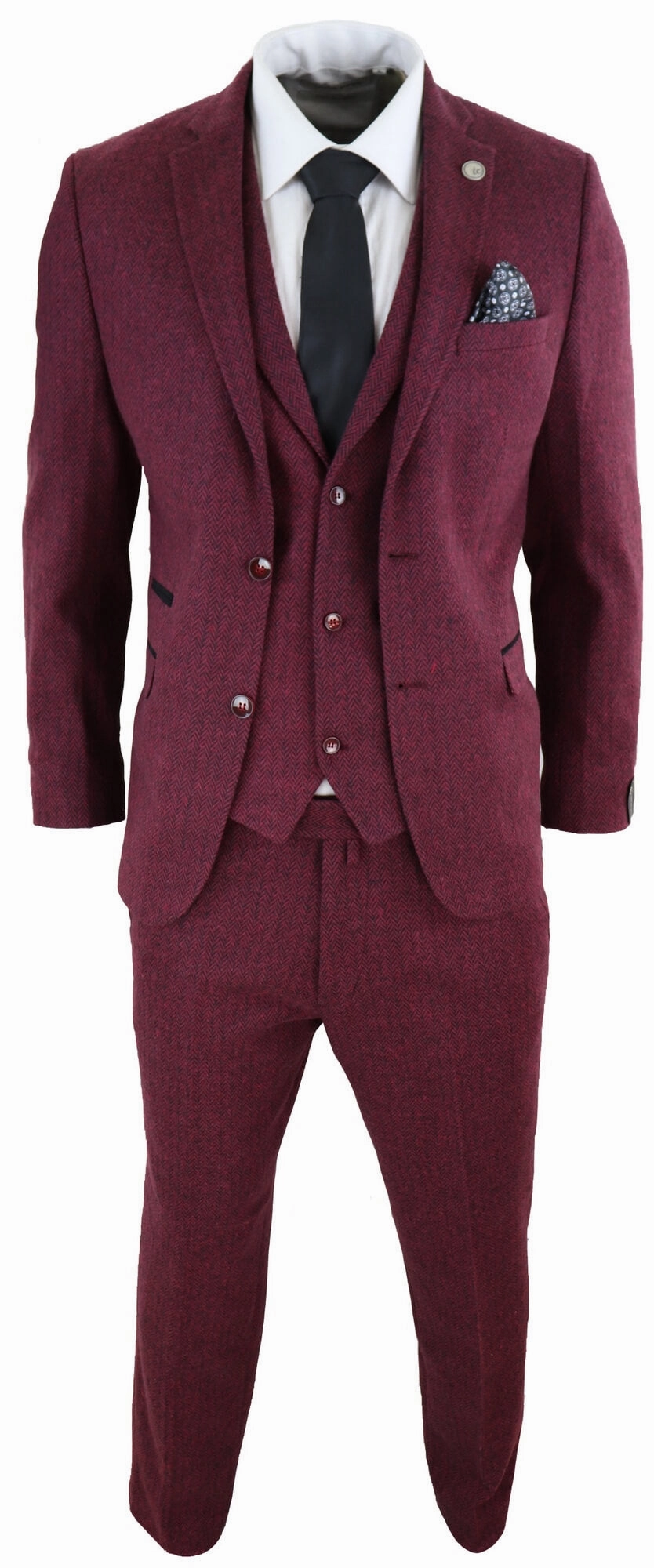 stz11 3 Piece Tweed Suit Herringbone