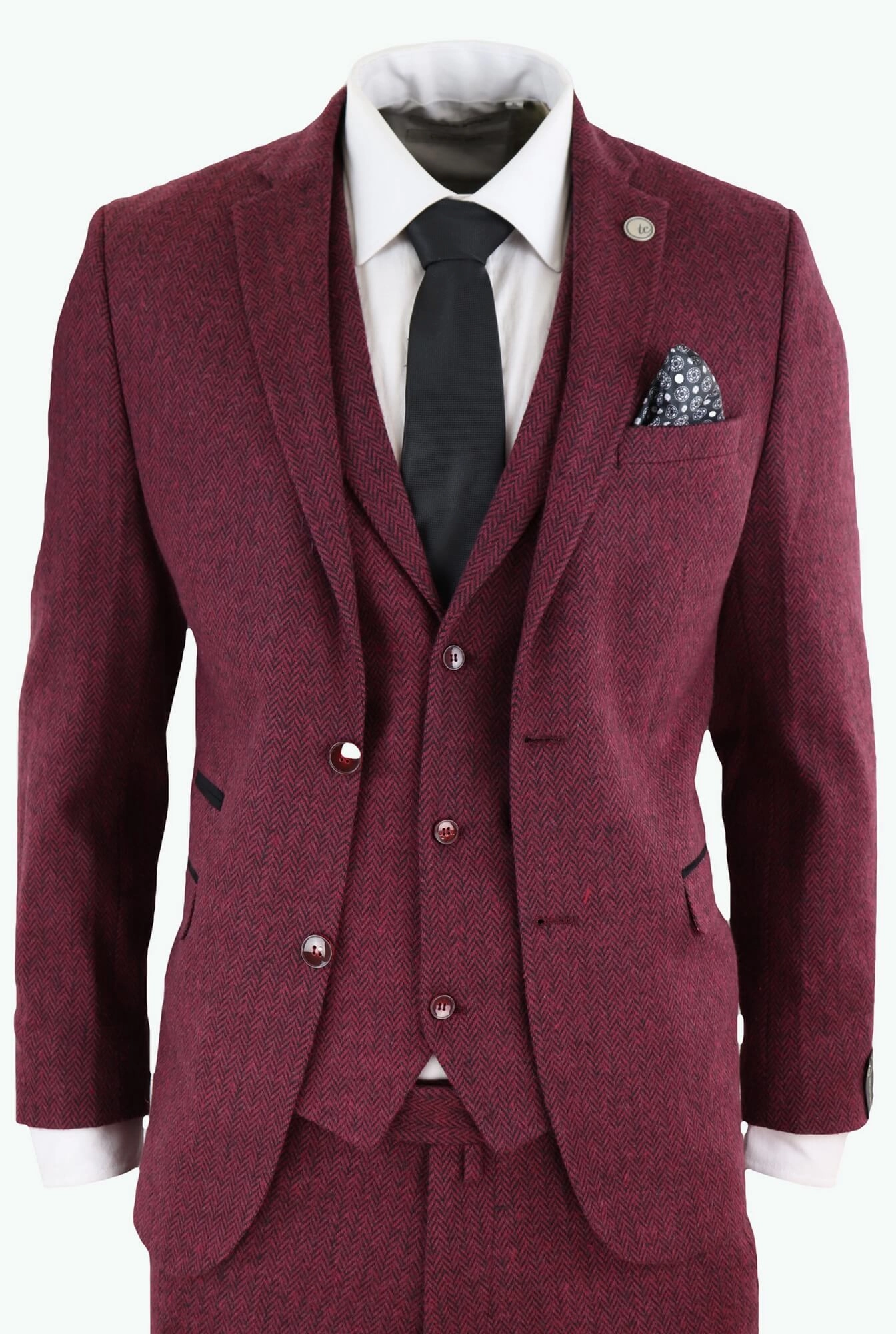 stz11 3 Piece Tweed Suit Herringbone