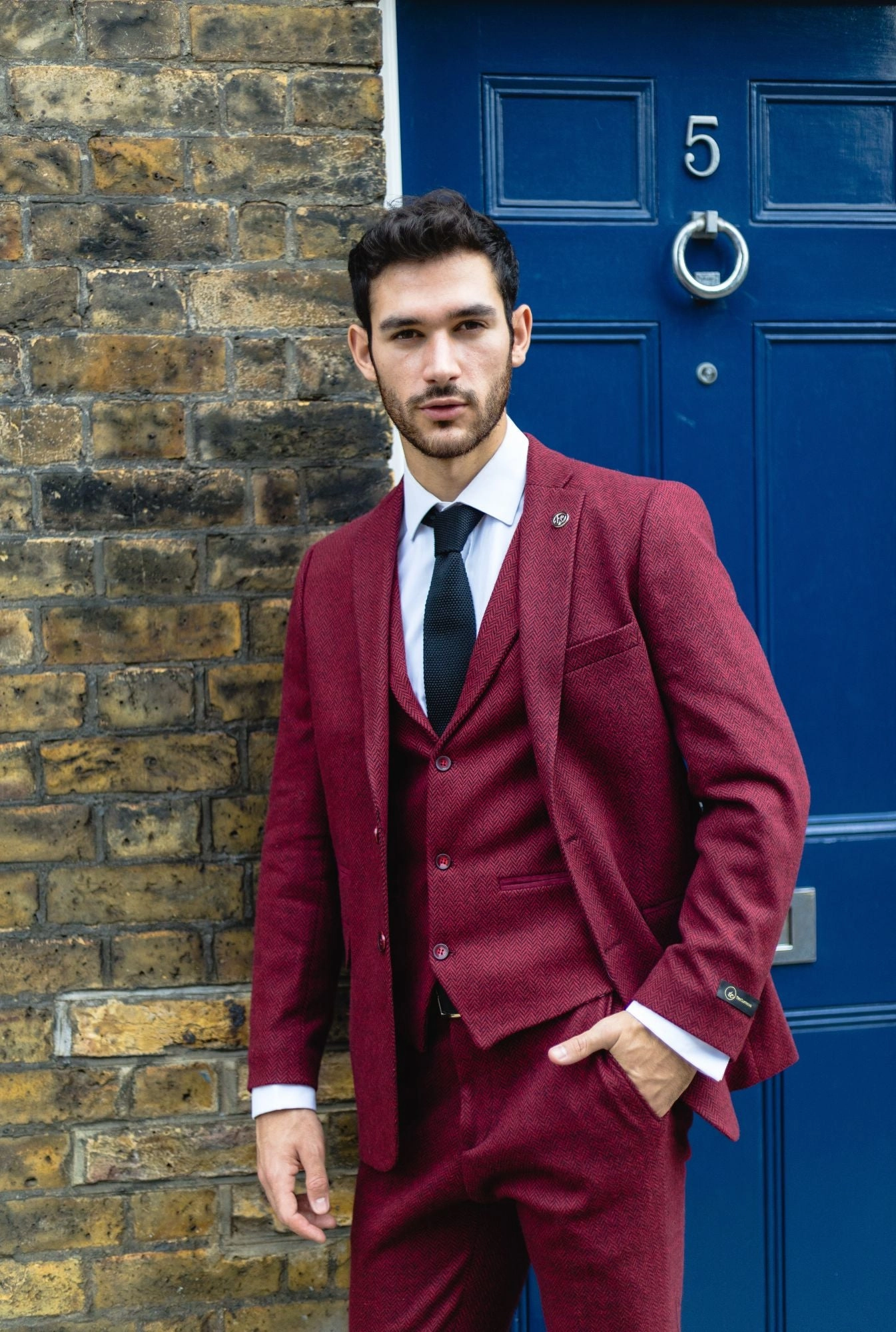 stz11 3 Piece Tweed Suit Herringbone