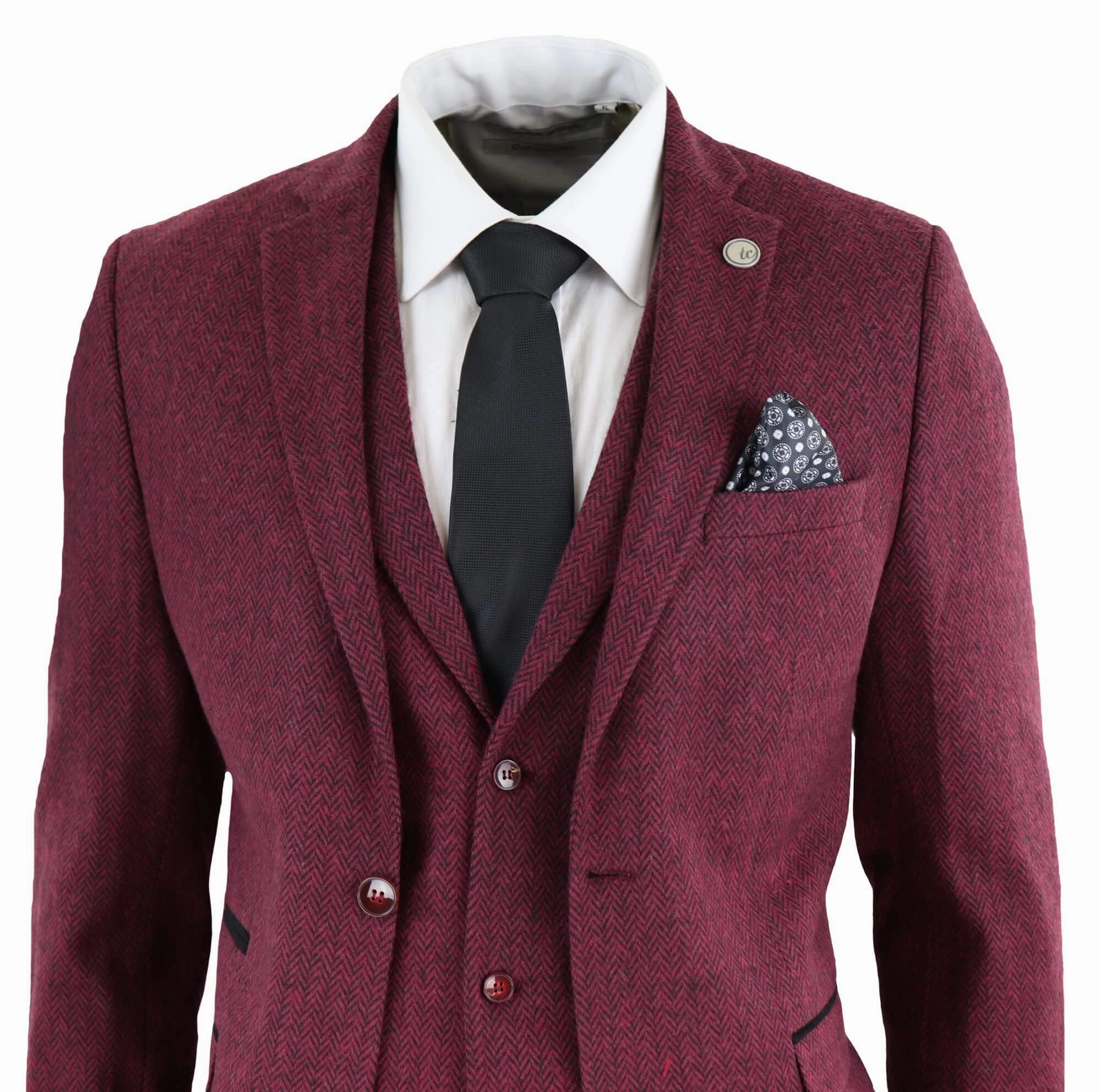 stz11 3 Piece Tweed Suit Herringbone