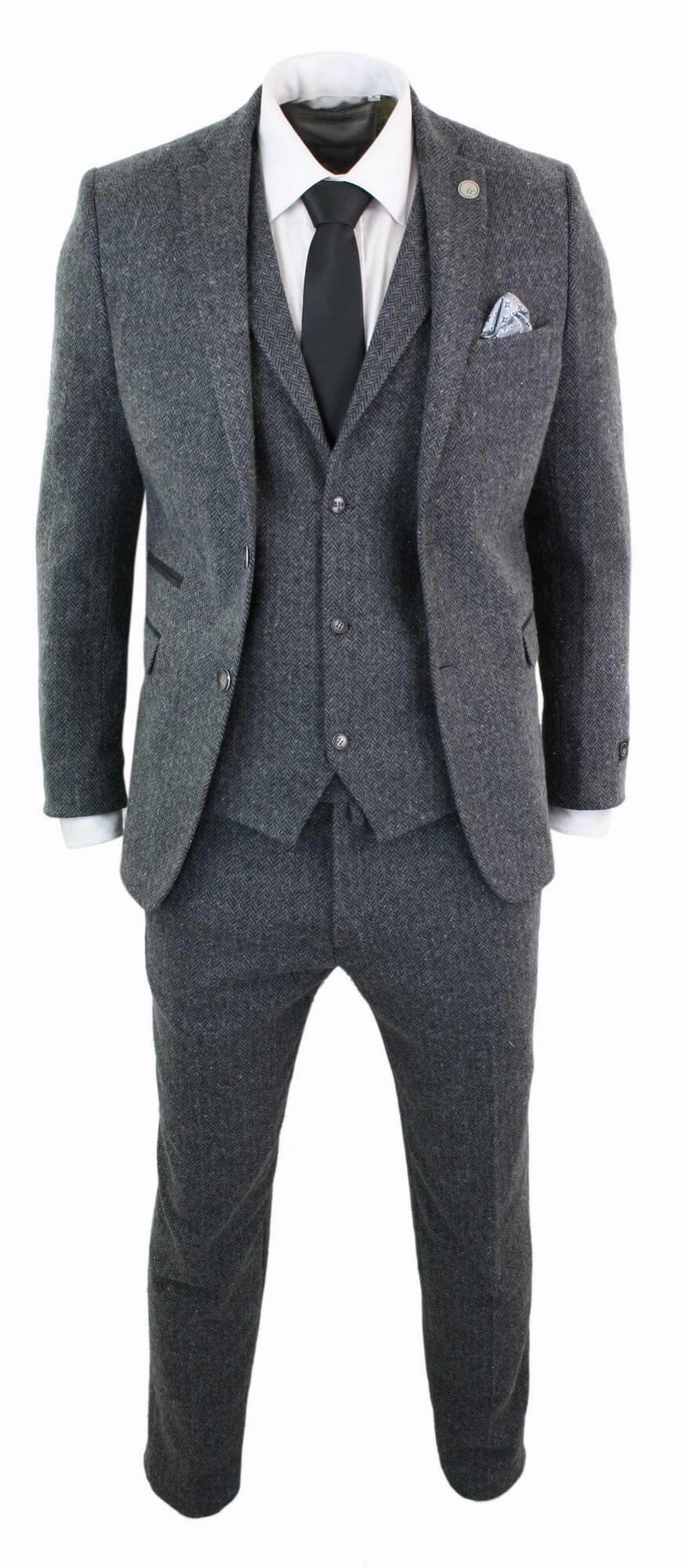 stz11 3 Piece Tweed Suit Herringbone