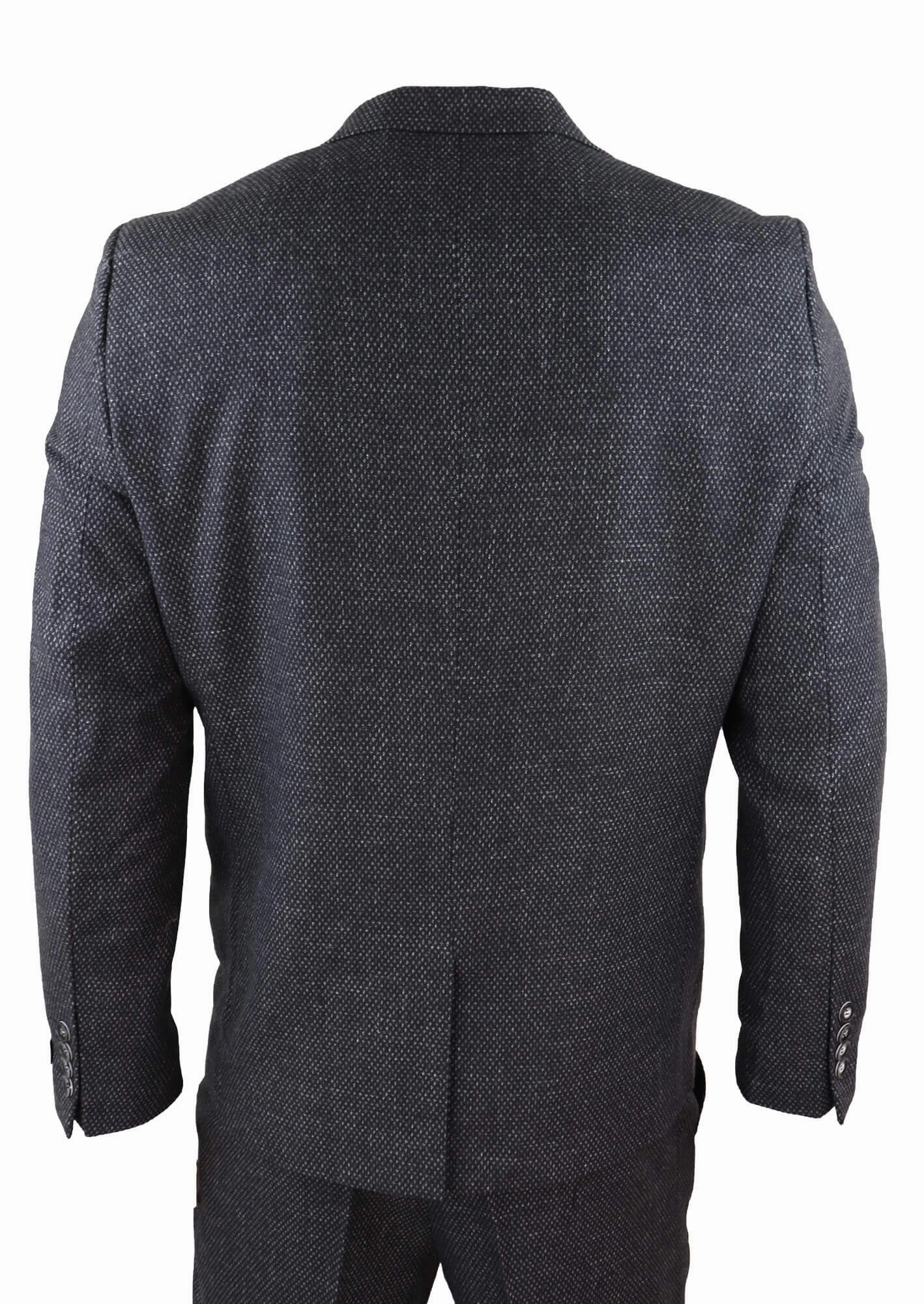 STZ14 Black Wool 3 Piece Suit Tweed