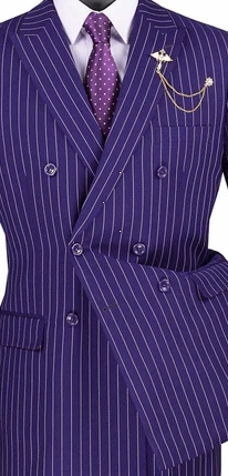 Symphony Collection: Purple 2 Piece Pinstripe Double Breasted Regular Fit Suit
