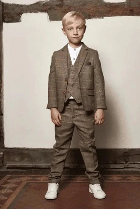 Three-Piece Suit for Children - Tan Tweed