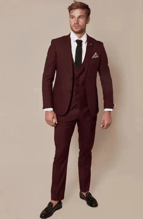 Three-Piece Suit Wine Red