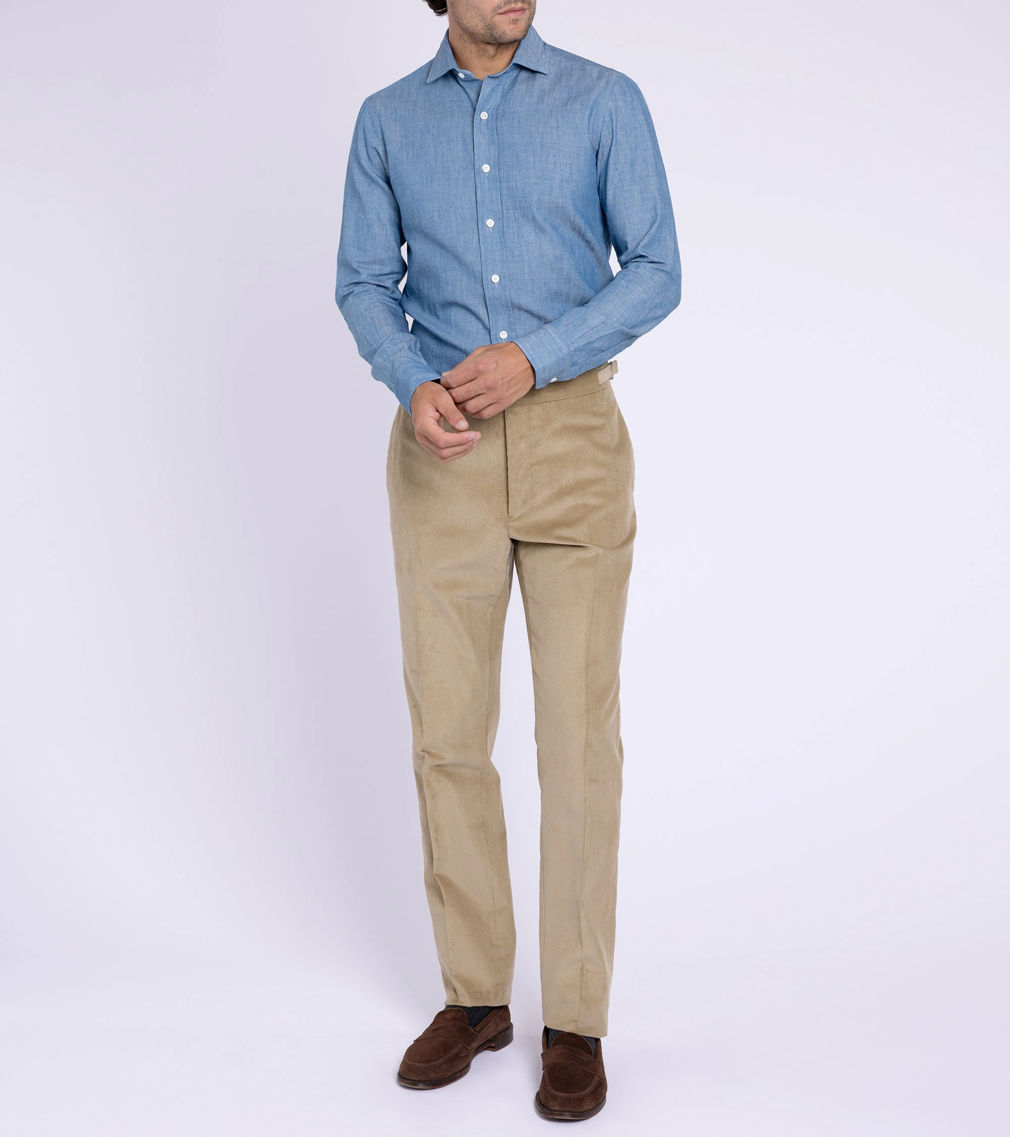 Trunk Wigmore Fine Cotton Corduroy Suit Trousers: Beige