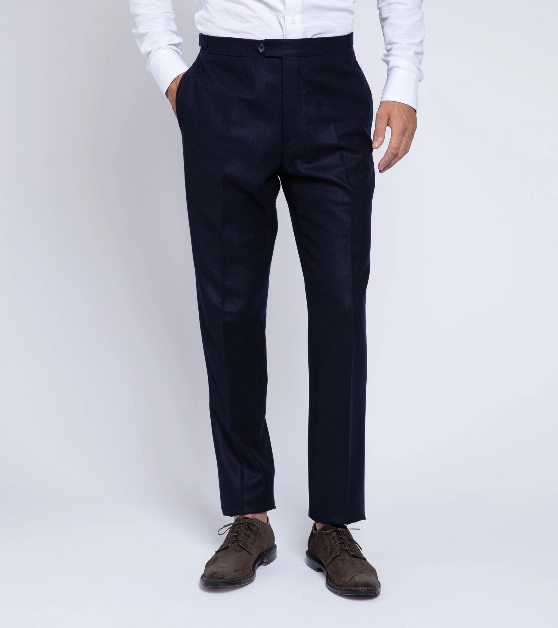 Trunk Wigmore Wool Twill Suit Trousers: Navy