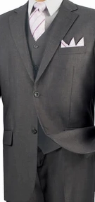 Urbano Collection: Heather Grey 3 Piece Solid Color Single Breasted Regular Fit Suit