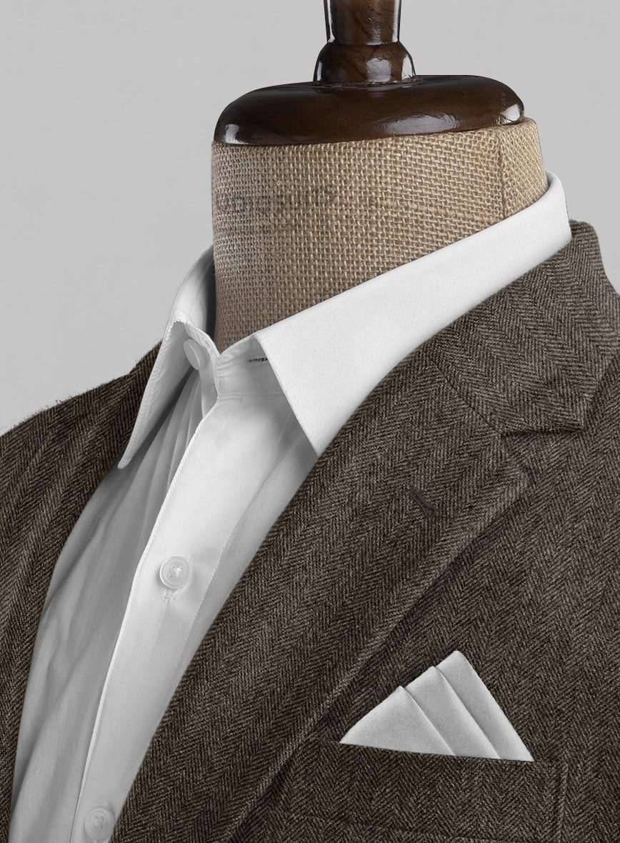Vintage Dark Brown Herringbone Tweed Suit