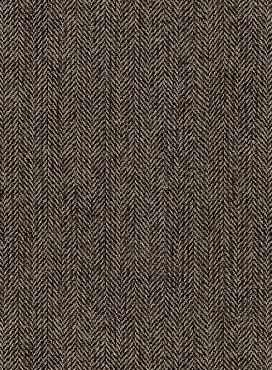 Vintage Dark Brown Herringbone Tweed Suit