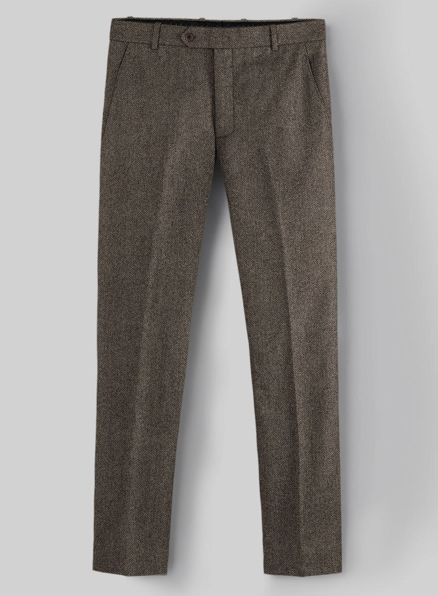 Vintage Dark Brown Herringbone Tweed Suit