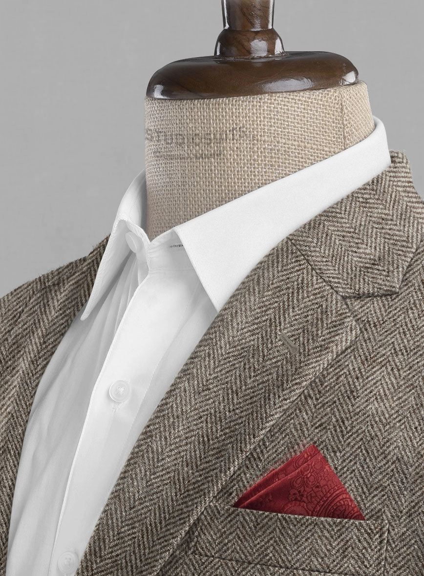 Vintage Herringbone Brown Tweed Suit