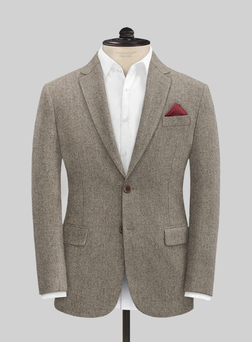 Vintage Herringbone Brown Tweed Suit