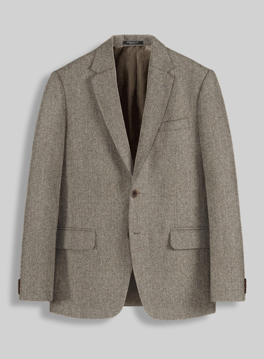 Vintage Herringbone Brown Tweed Suit
