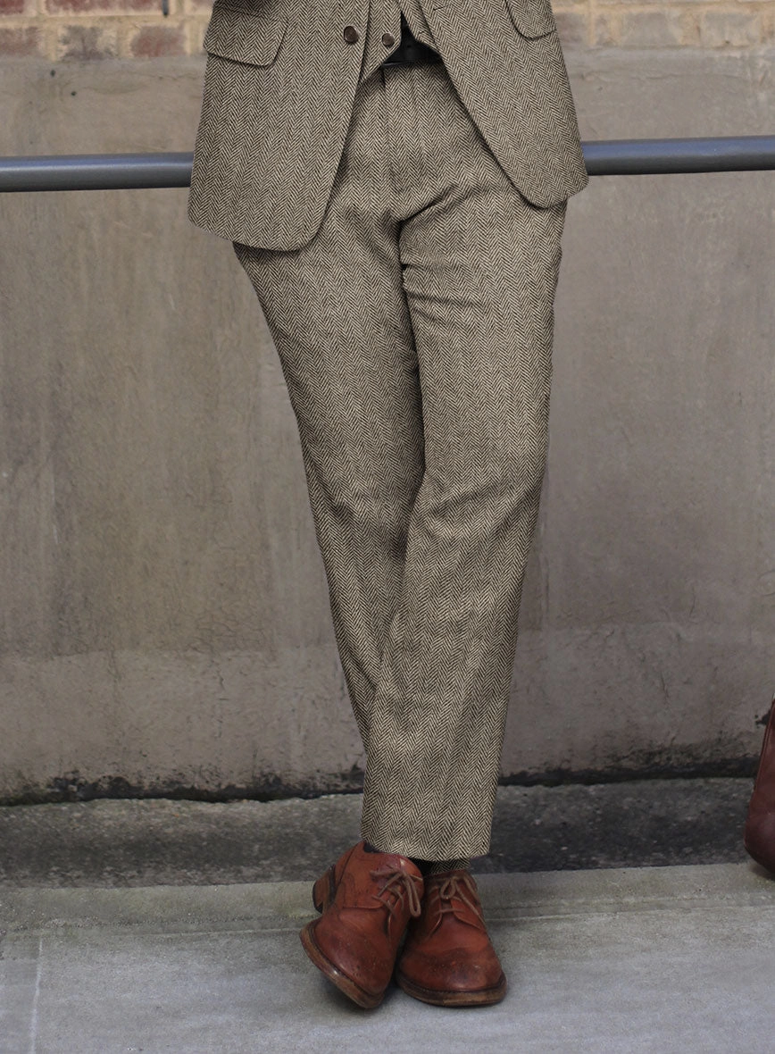 Vintage Herringbone Brown Tweed Suit