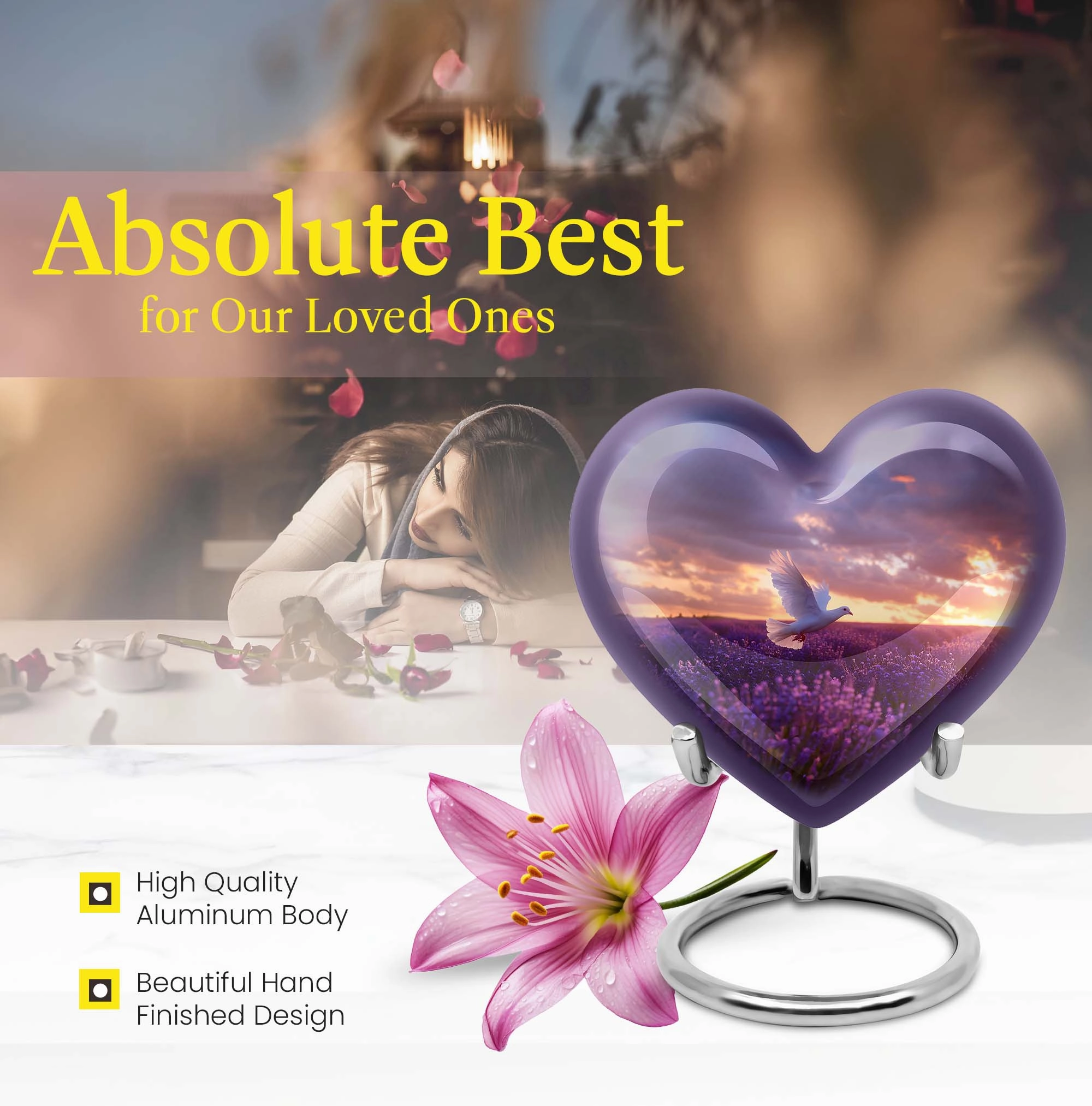 White Dove on Purple Peaceful Departure Cremation Urn