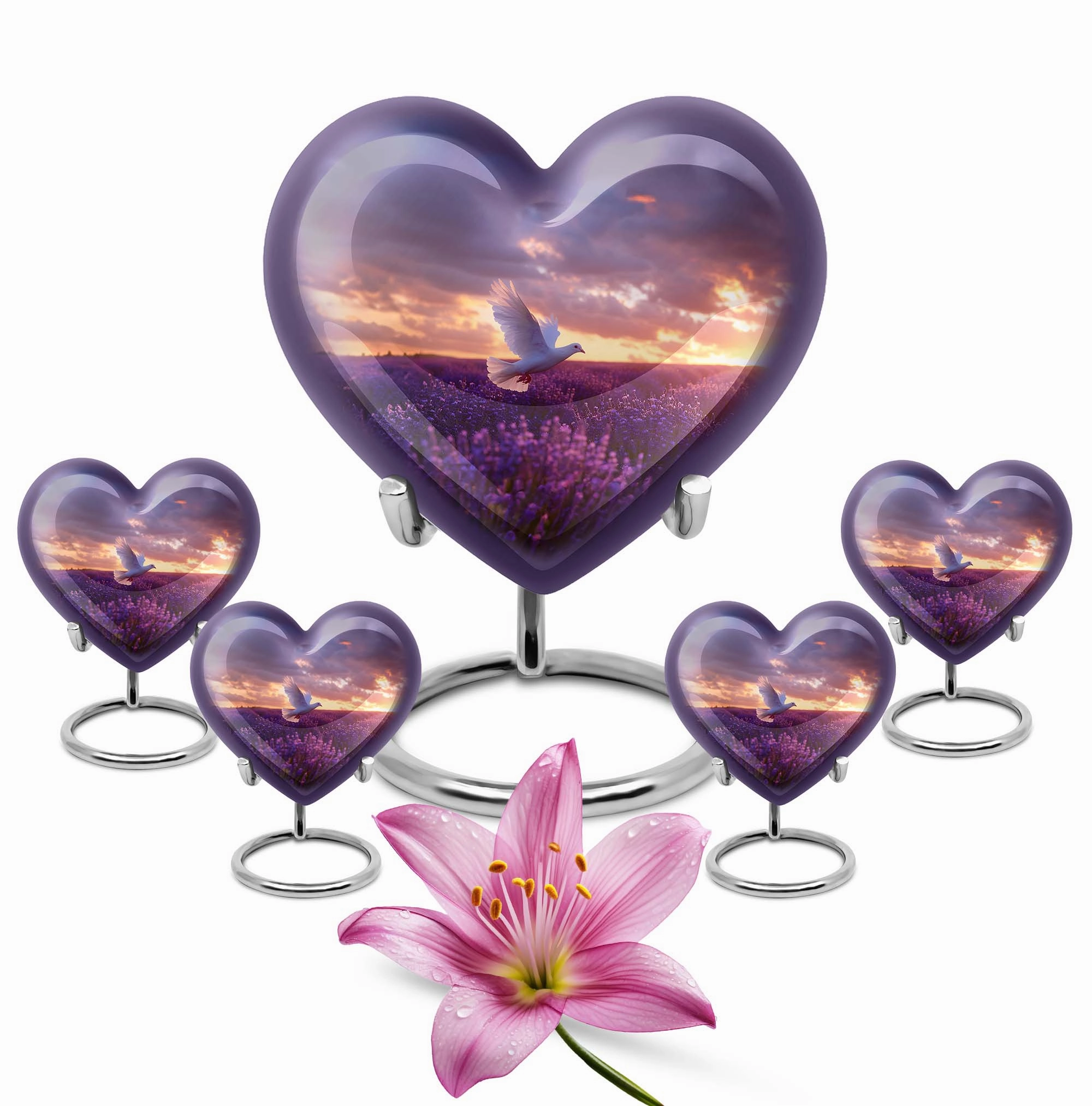 White Dove on Purple Peaceful Departure Cremation Urn
