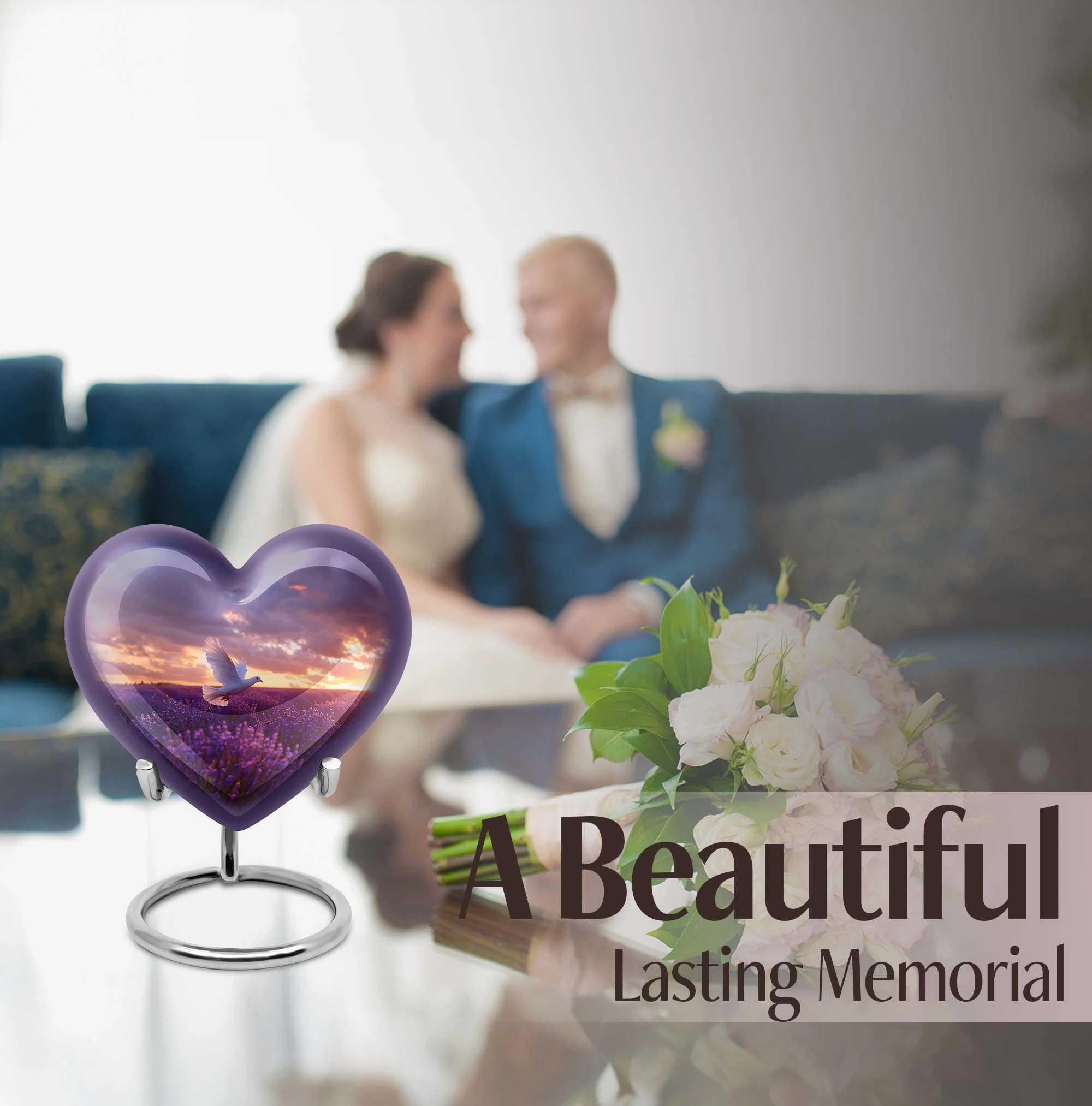 White Dove on Purple Peaceful Departure Cremation Urn