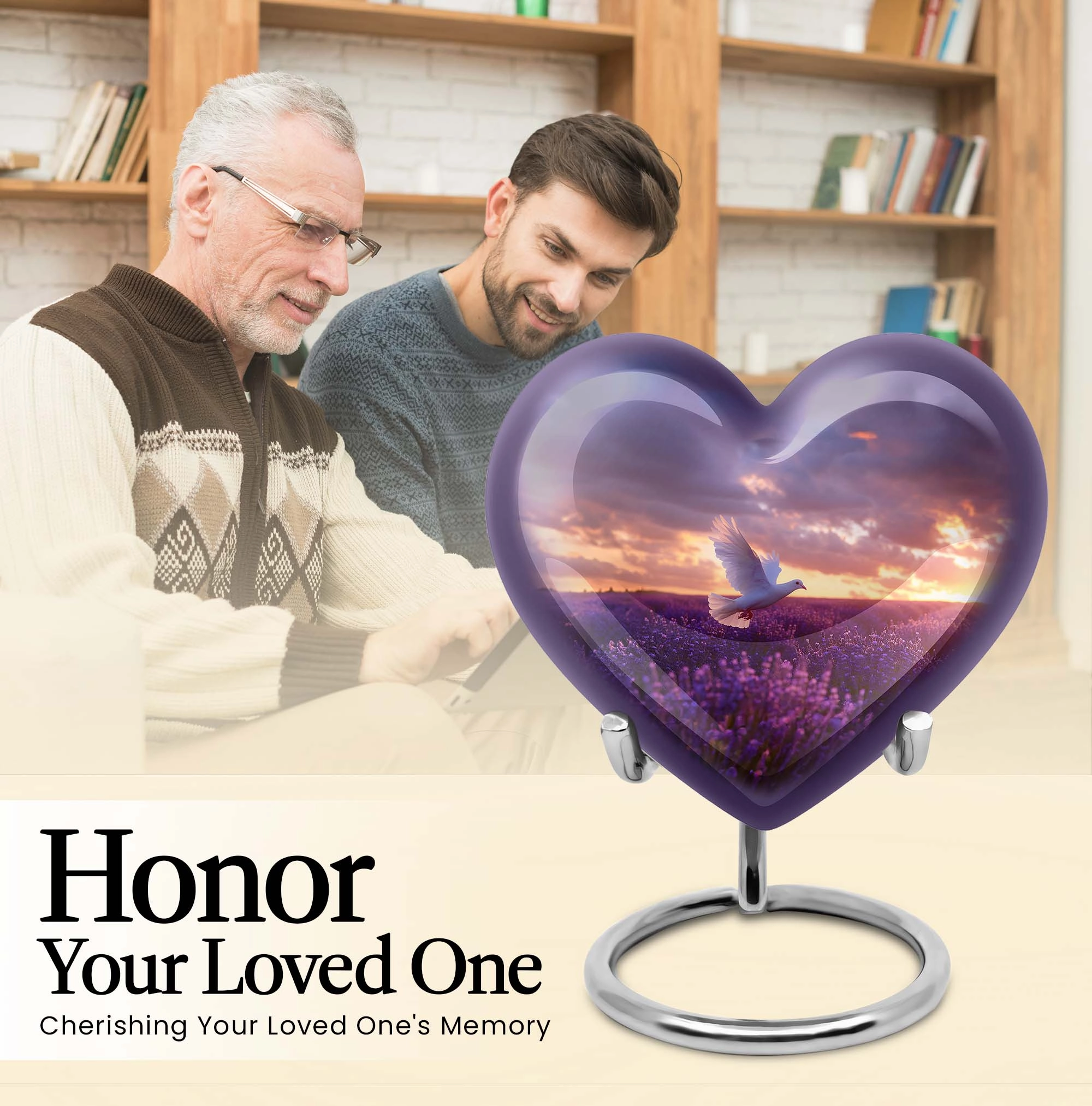 White Dove on Purple Peaceful Departure Cremation Urn