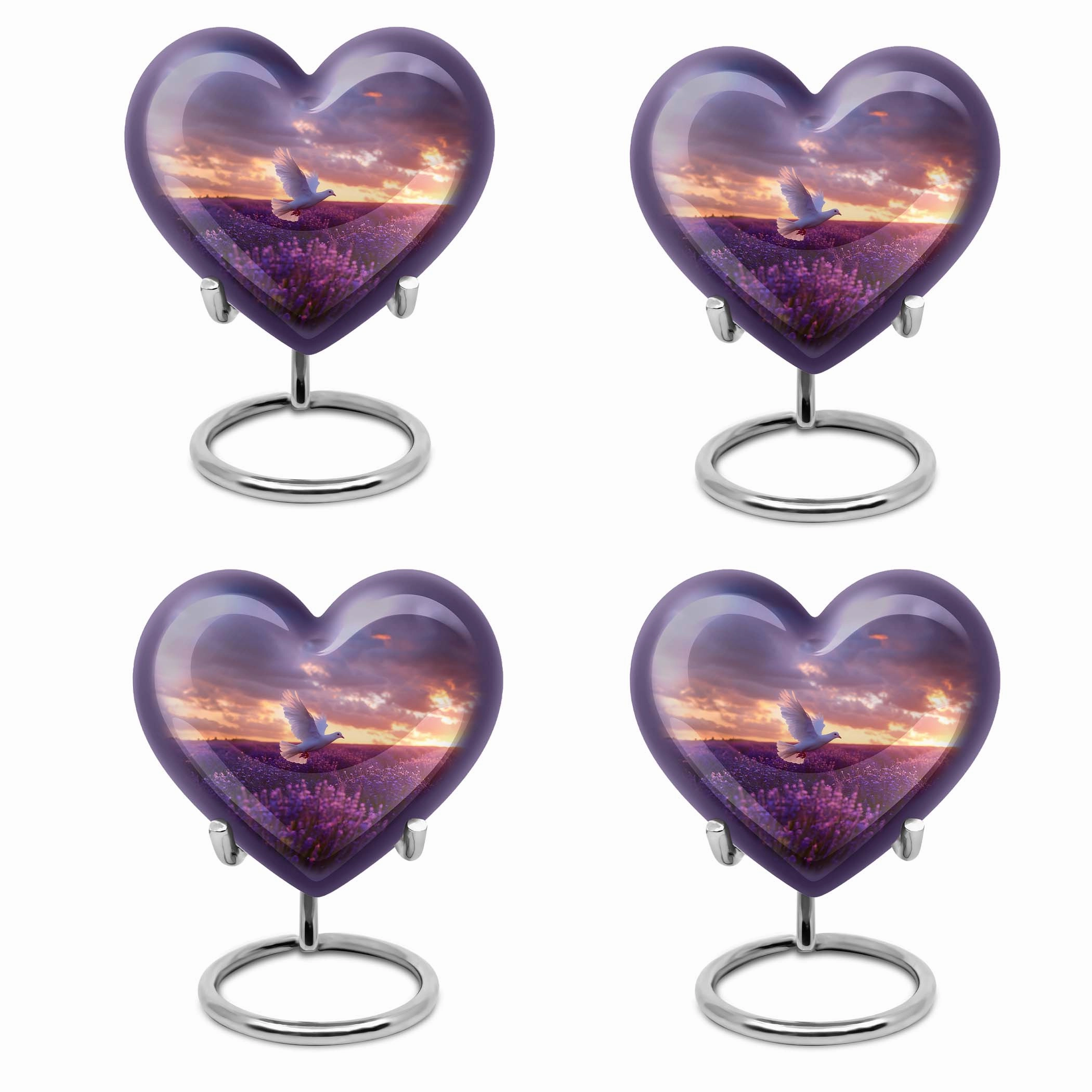 White Dove on Purple Peaceful Departure Cremation Urn
