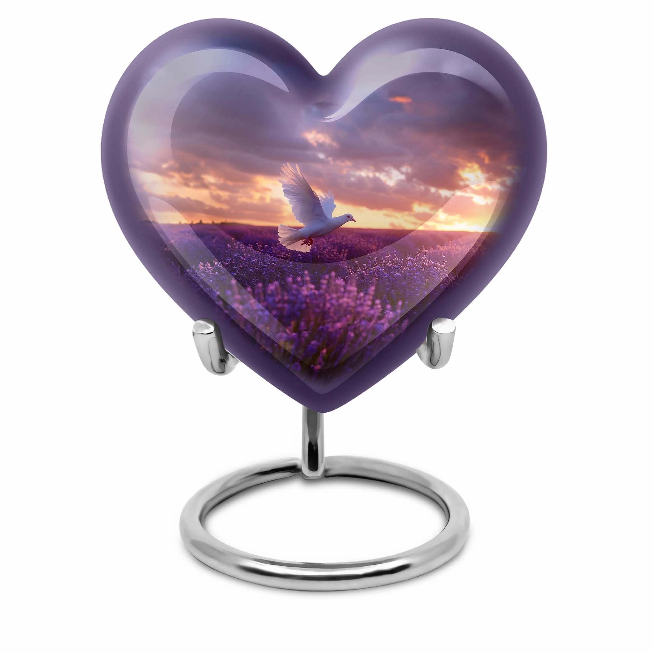 White Dove on Purple Peaceful Departure Cremation Urn