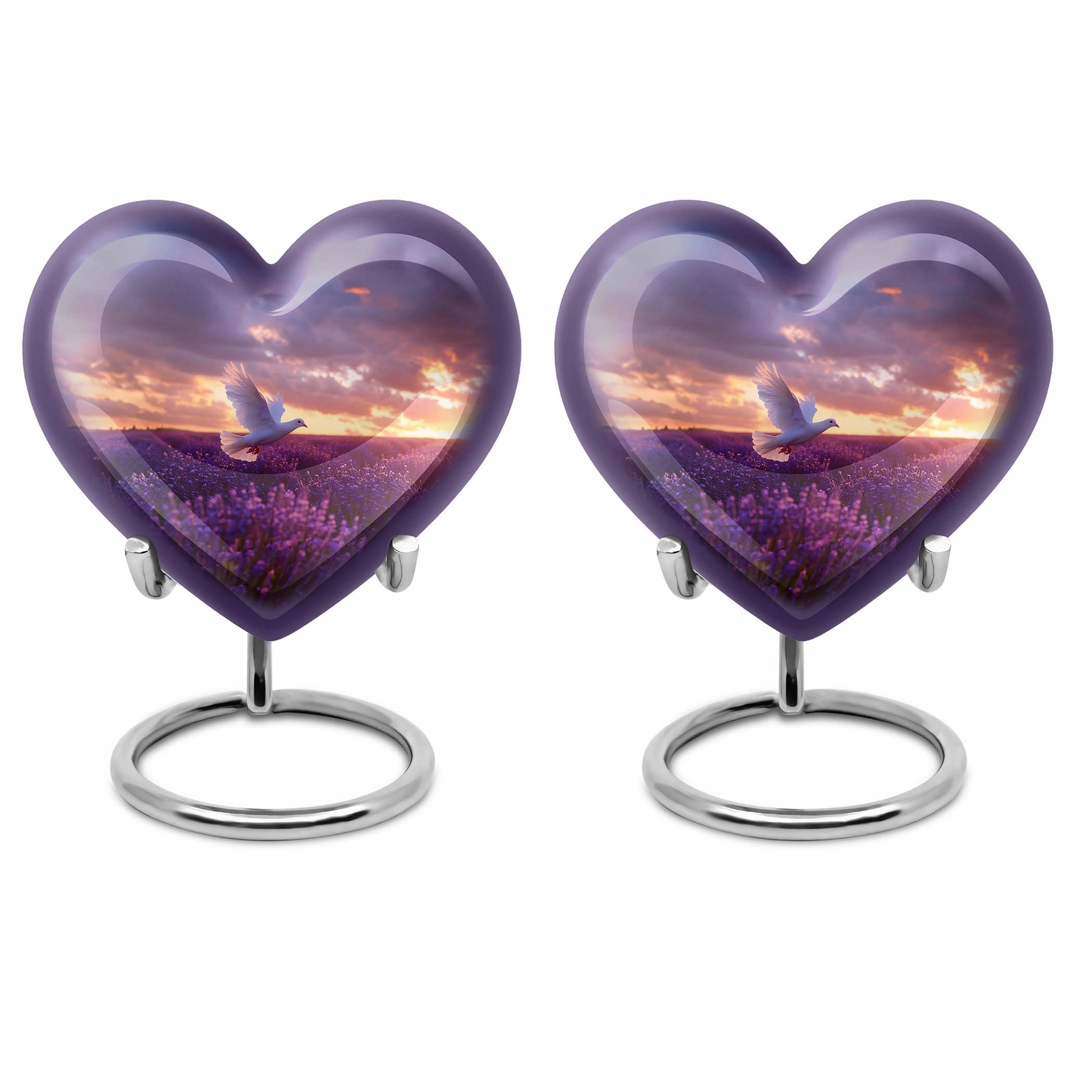White Dove on Purple Peaceful Departure Cremation Urn