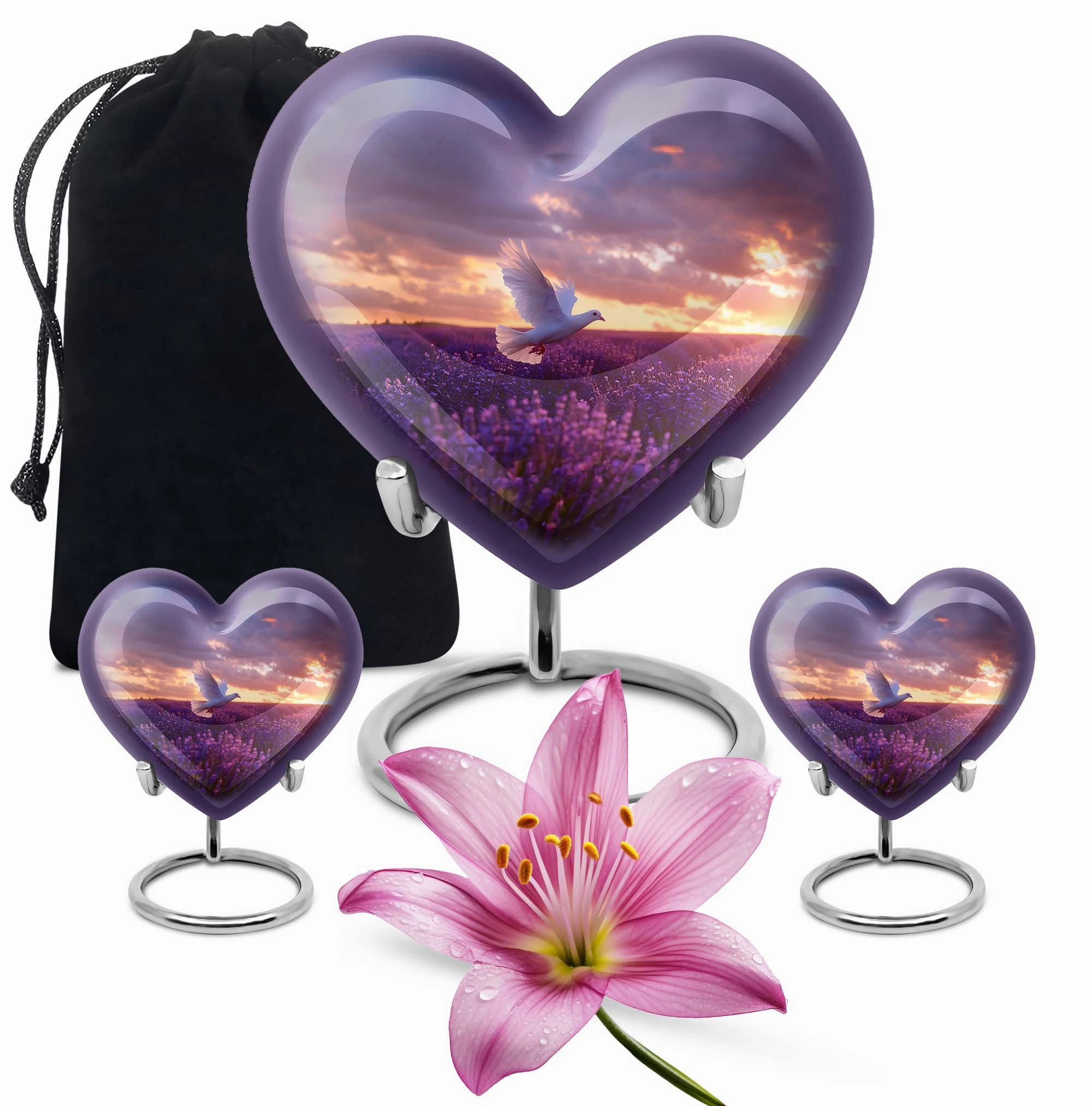 White Dove on Purple Peaceful Departure Cremation Urn