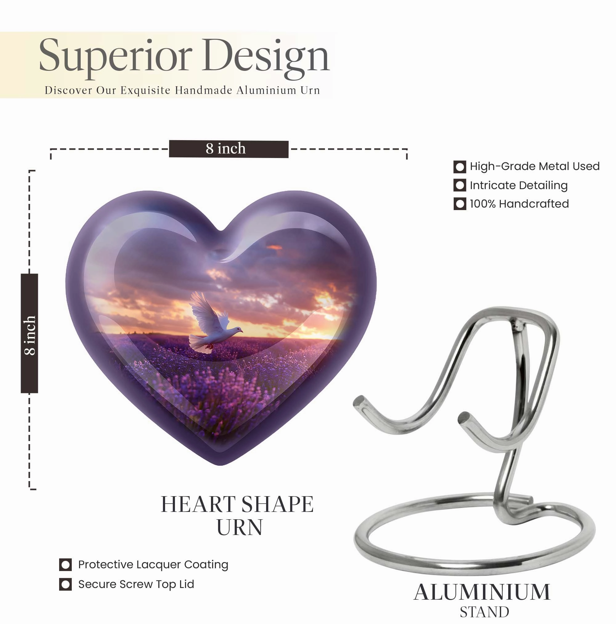 White Dove on Purple Peaceful Departure Cremation Urn