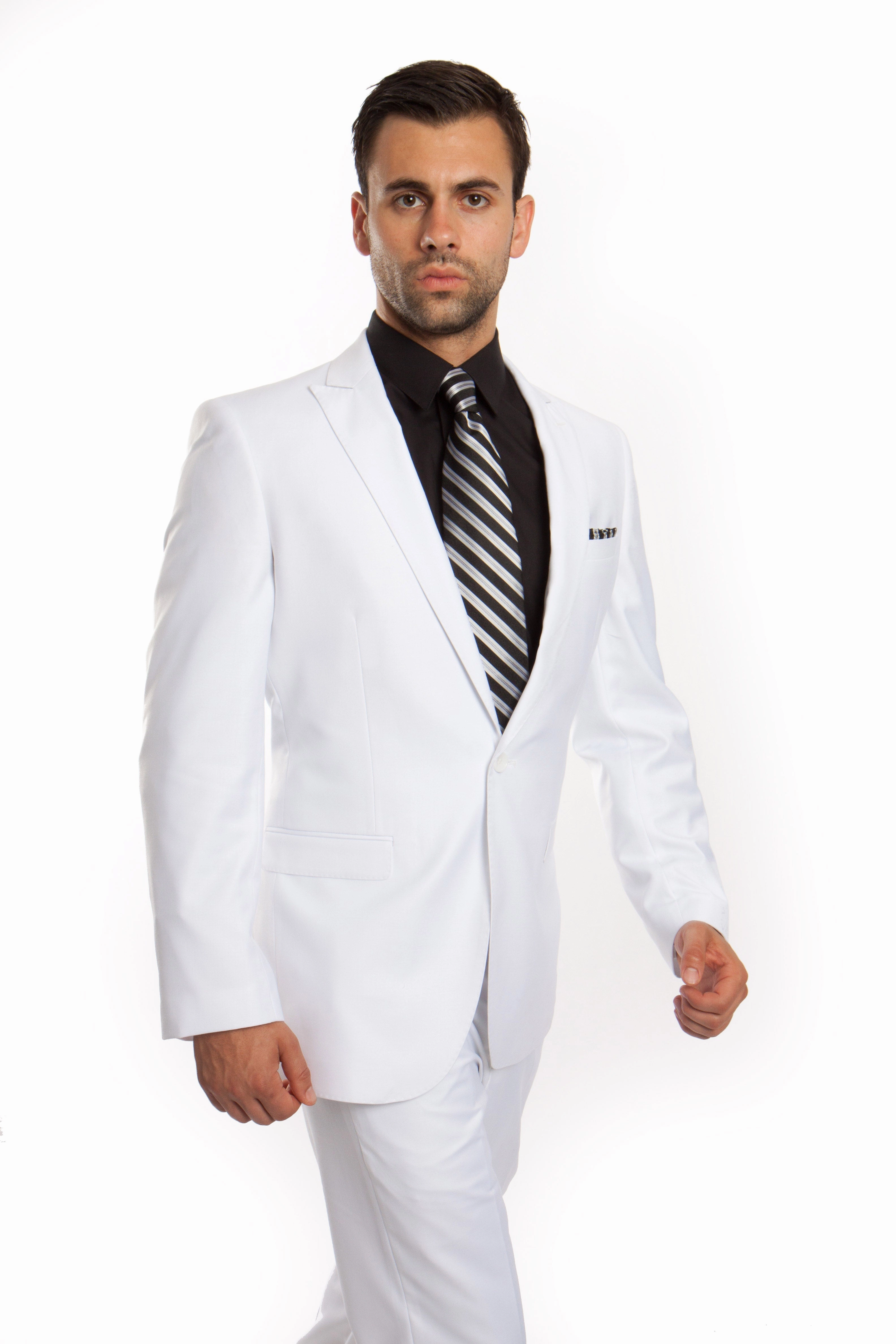 White Solid 2-PC Slim Fit Performance Stretch Suits