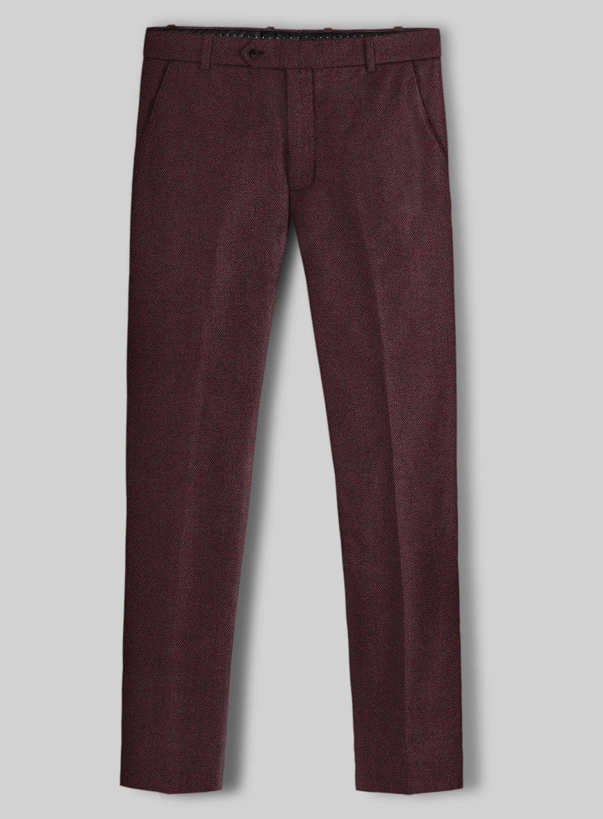 Wine Herringbone Tweed Suit