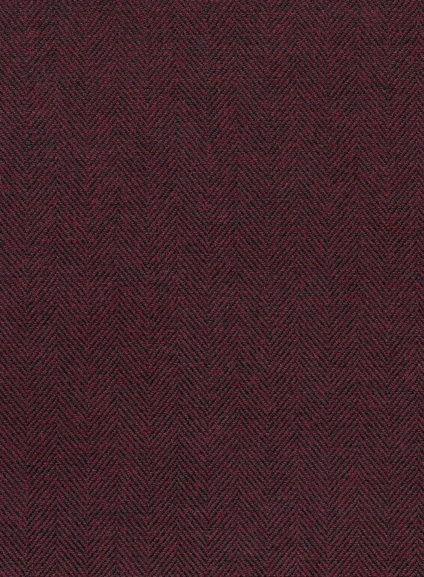 Wine Herringbone Tweed Suit