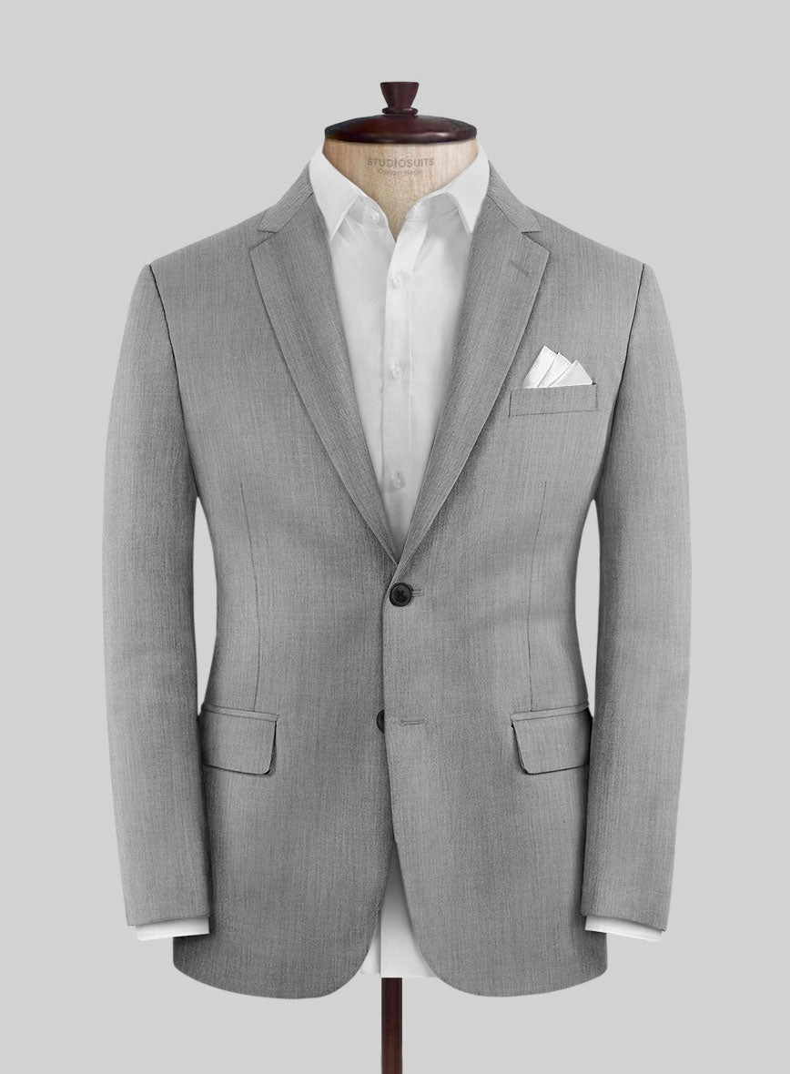 Worsted Light Gray Wool Suit