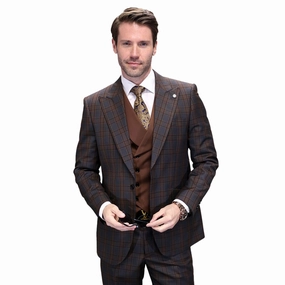 Zephyrus Collection: Charcoal 3-Piece Plaid Modern Fit Suit